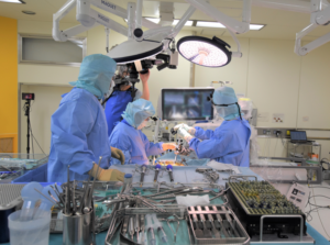 Japanese surgeons performing surgery