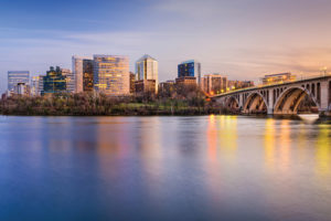 Washington DC skyline and bridge