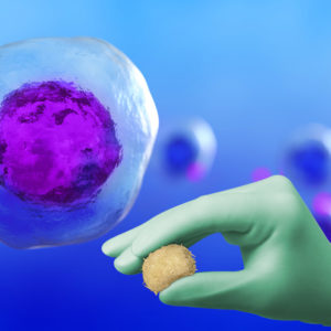 Cells and gloved hand holding Trifecta