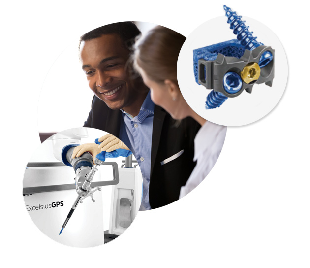 Sales rep and surgeon with Globus Medical products